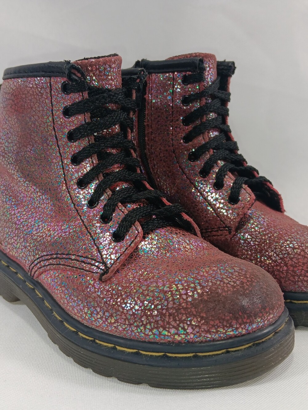 Dr Martens 1460 Pascal Boots Girls Size 9 Glitter Rose Brown Gruge Bratz 90s